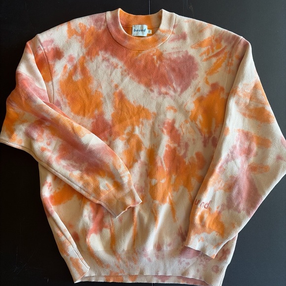 Abound Other - Oversized Crewneck Cotton Tie Dye Sweatshirt Bound XS Pullover Orange Cream